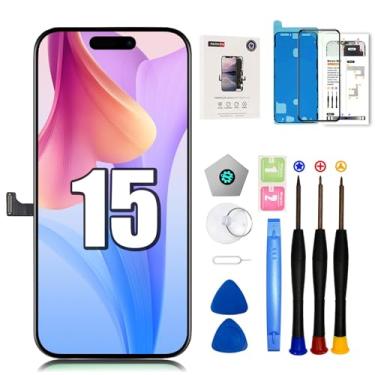 Imagem de EFAITHFIX Tela de substituição para iPhone 15, tela LCD de 6,1 polegadas, tela sensível ao toque 3D, montagem de moldura digitalizadora Full HD (A2846, A3089, A3090, A3092) com kit de ferramentas de
