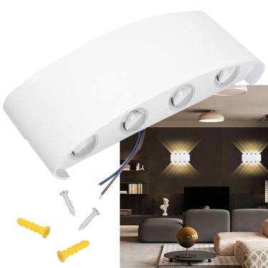 Imagem de Arandela Luminaria 8W Parede Iluminaçao 8 Fachos Led Decoraçao Casa Rua Garagem Predio Quintal Jardim Varanda Segurança