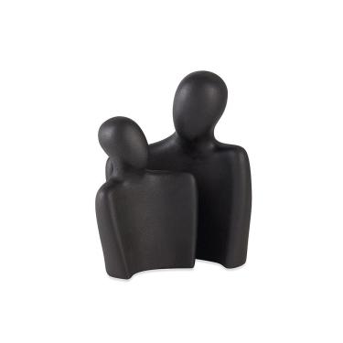 Imagem de Escultura Decorativa Casal em Cimento Preto 26x20,5cm 2 Peças Mart
