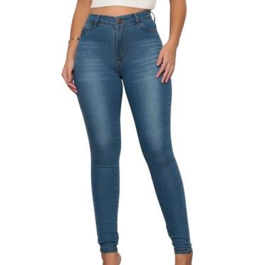Imagem de Calça Jeans Feminina com Detalhes Clara Moda Casual - SK JEANS, 40, Fe