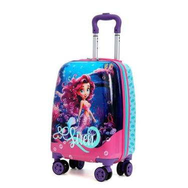 Imagem de Mala Infantil Escolar Viagem Rainha Sereia Acqua10kg ABS Rígido Rodinh