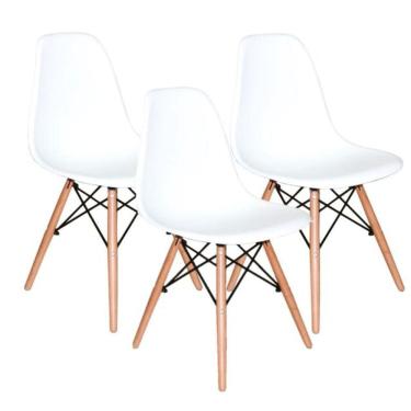 Imagem de Conjunto 3 Cadeiras Charles Eames Eiffel Concha Fixa - Branca