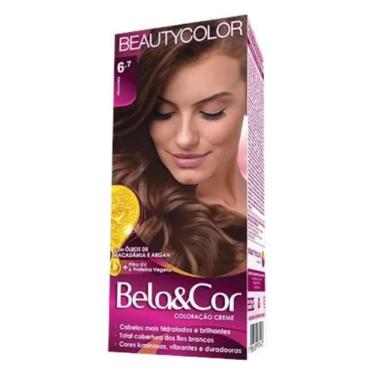 Imagem de Kit Coloração em Creme 6.7 Chocolate Bela&Cor Sem Amônia Cobertura Total Fios Brancos V...
