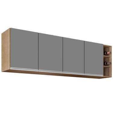 Imagem de Armário Aéreo Com Nicho 180Cm 4 Portas Preto/Cinza
