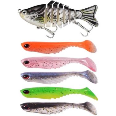 Imagem de Kit 6 Iscas Artificiais  1 Articulada + 5 de Silicone Soft - SWG, Colo