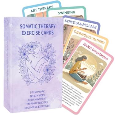 Imagem de Cartas de habilidades de enfrentamento de terapia somática para regulação do sistema nervoso, 50 cartões de exercícios de psicoterapia somática para cura de trauma, regulação emocional, autocuidado