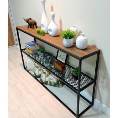 Imagem de Aparador Lira 120 cm Estilo Industrial - Casa Quentinha, MDF Nogal Sev