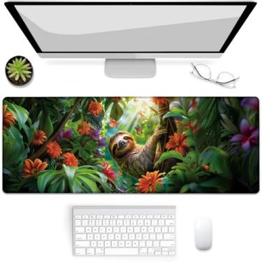 Imagem de VANZEV Tropical Jungle Sloth Gaming Mouse Pad, Mouse Pad, Tapete de mesa, Base de Borracha Antiderrapante para Computadores, Laptop, Escritório, Escola, Acessórios de Casa Presentes 80 cm x 30 cm