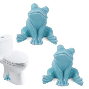 Imagem de Pacote com 2 tampas de parafuso de vaso sanitário decorativas, tampas de parafuso de vaso sanitário de sapo de cerâmica fofa capa inferior oculta de porcelana fácil de instalar perfeita para decoração