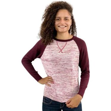 Imagem de Blusa Feminina Básica Manga Longa Listrada 475 - Deeyaa, Vinho, U