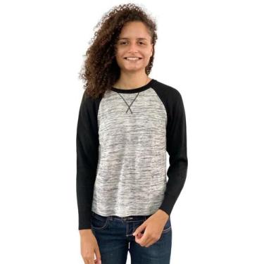 Imagem de Blusa Feminina Básica Manga Longa Listrada 475 - Deeyaa, U, Preto