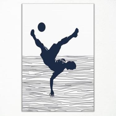 Imagem de Arte de parede em tela de futebol, pôsteres esportivos para quarto de meninos, impressão legal do jogo de futebol para homens, presente de arte minimalista moderno para fãs de esportes, salas de jogos
