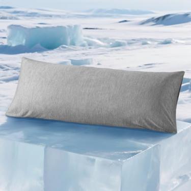 Imagem de Capa de travesseiro de corpo refrescante, Degrees of Comfort Arc-Chill Q-max>0,4 capa de travesseiro grande longa com fecho de envelope para pessoas que dormem quentes, 50 x 137 cm cinza