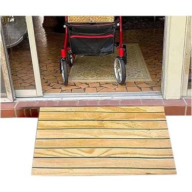 Imagem de LGEOELIAS Rampa de limite para portas de 5 a 15 cm rampa portátil para cadeiras de rodas rampa de entrada da porta da frente, rampa de transição antiderrapante de madeira para degraus, garagem, pátio