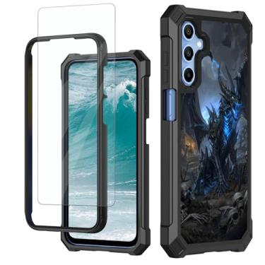 Imagem de GYSYSQSH Capa para celular Samsung Galaxy A16 5G de 6,7 polegadas com protetor de tela de vidro temperado de camada dupla macia TPU rígido PC bumper capa protetora resistente à prova de choque para