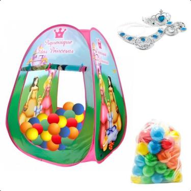 Imagem de Toca Tenda Barraca Infantil Princesa Dobravel + 25 Bolinhas Coloridas 