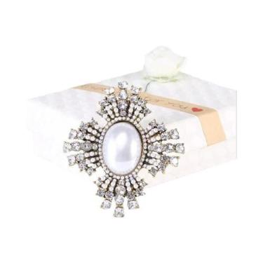 Imagem de Broche de Strass e Pérolas Barrocas Luxuoso para Vestido de Festa e Ca