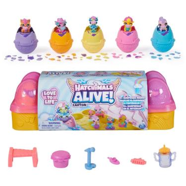 Imagem de Caixa de ovos Toy Hatchimals Alive Pink & Yellow com 6 figuras