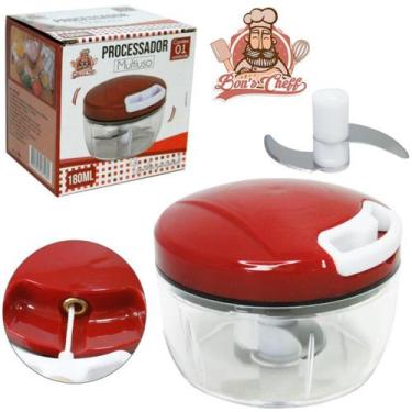 Imagem de Processador de alimentos manual a corda com 2 laminas de inox vermelho