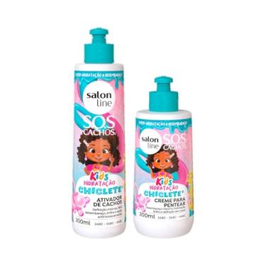 Imagem de Salon Line, Kit Ativador de Cachos, Creme para Pentear, S.O.S Cachos Kids, Hidratação Chiclete, Vegano - Para Cabelos Ondulados, Cacheados e Crespos, 2 Unidades