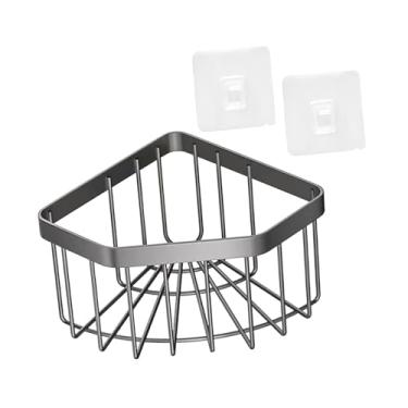 Imagem de IEUDNS Suporte de esponja de canto para pia, cesto suspenso, cabide para pano de prato, casa com adesivos, organizador versátil de escorredor de aço, Cinza