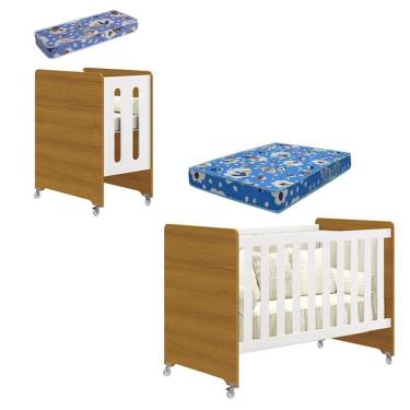 Imagem de Berço Americano Evolution 4 em 1 Branco Acetinado Savana com Colchão Mini e Colchão Americano Ortobom - Reller