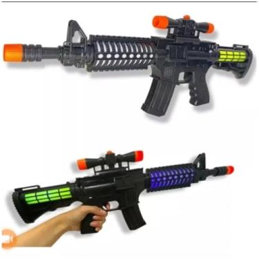 Imagem de Rifle de Brinquedo Tático com Mira, Luz LED, Acessórios em Preto e Verde