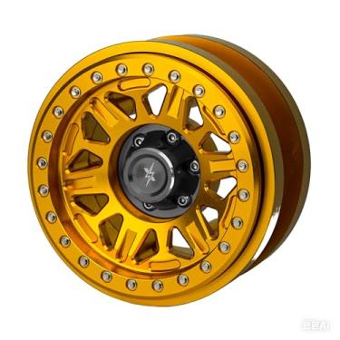Imagem de BEAXTURBO Racing Upgrade Parts CNC 2.9''Aluminum Bead Lock Wheel for Axial SCX6 Trail Honcho 1/6 RED 1PCS (red-Gold)