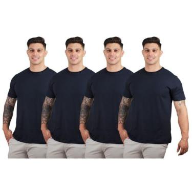 Imagem de Kit 4 Camisetas Manga Curta Básicas Masculinas Confortáveis 100% Algod