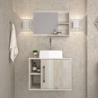 Imagem de Conjunto para Banheiro Gabinete com Cuba Quadrada Q32 e Espelheira Laura Snow