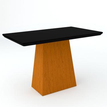 Imagem de Mesa De Jantar 4 Lugares Tampo De Madeira Com Vidro 1,20m