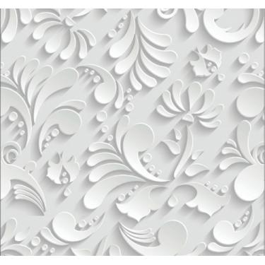 Imagem de Papel De Parede Lavável Adesivo Arabesco Floral Branco