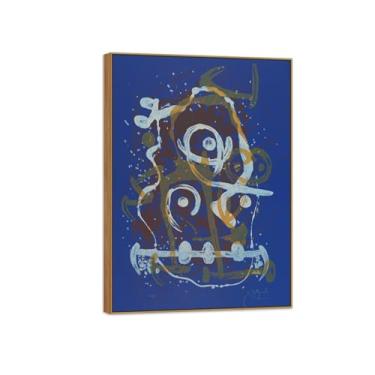 Imagem de Joan Miró Famosas Impressões em Tela-Imagem arte parede lona-Moldura Madeira Pintura decoração quarto Sala de estar(marrom azul) 40x55cm-16x21in