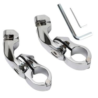 Imagem de HIMIKI Kit De Suporte Para Apoio Pé Ajustável Em Ângulo Curto Estrada, Compatível Com Softail Sportster Electra Road Glide King Street Proteção Motor 1,25" (2 Braçadeiras Montagem, Cromadas)