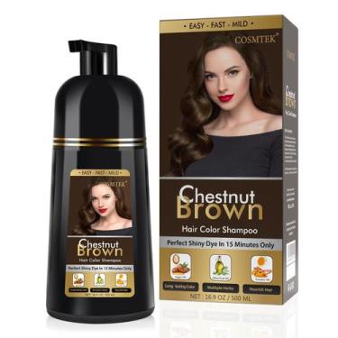Imagem de Shampoo de tintura de cabelo COSMTEK Chestnut Brown Permanent 500mL
