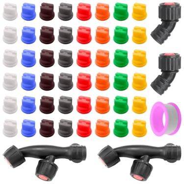 Imagem de 2 bocais de ventilador planos de 110°, 2 peças F-flat duplo, 6 peças de acoplamento de bocal de 0,1-0,8 mm para bocais de substituição em cortadores de grama de mochila