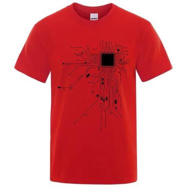 Imagem de Camiseta Unissex Diagrama de circuito Processador Nerd Geek algodão fi