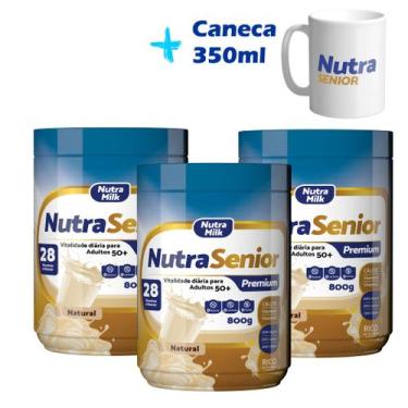 Imagem de kit 3 Nutra Senior Adulto 50+ 800g linha Premium ZERO LACTOSE + Brinde