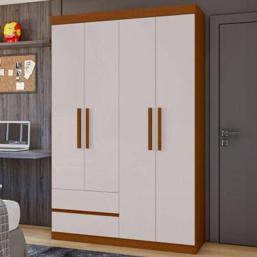 Imagem de Guarda-roupa Solteiro Zeus 4 Portas 2 Gavetas Frassino/off White - Móveis Lopas