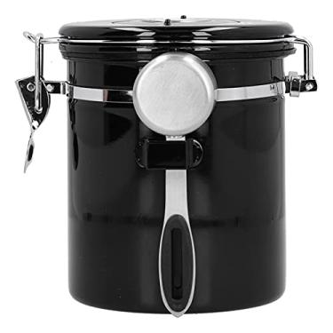 Imagem de ZJchao Lata de café, Grãos de café Reforçados de Camada Dupla Jarra de Vedação Com Válvula de Escape Spoon Coffeer Coffee Storage Container para Cozinha Em Casa (Preto)