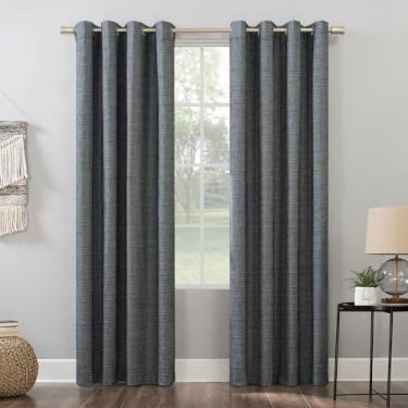 Imagem de Sun Zero Brooks Painel de cortina com ilhoses de trama térmica extrema 100% blackout 132 x 243 cm, azul marinho/jeans