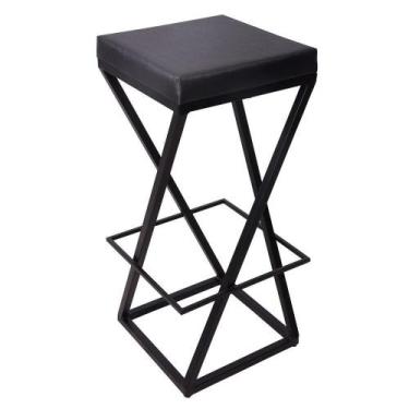 Imagem de Banqueta Zênite - Preto - Assento Estofado Preto - 65cm - Casa Decor L