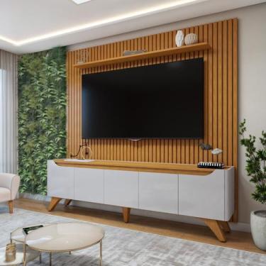 Imagem de Rack com Painel para TV até 75 Polegadas Ripado sem Led 310x220cm Pés 