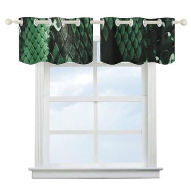 Imagem de Cortina blecaute de pele de cobra verde escurecimento de quarto cortinas de janela curta com isolamento térmico cortinas de janela de banheiro para cozinha sala de jantar quarto 2 painéis 132 cm x 46