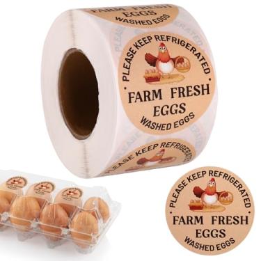 Imagem de 500 adesivos de ovos frescos da fazenda, etiquetas redondas de ovos lavados de 5 cm, adesivos autoadesivos para embalagem de caixa de galinha, codorniz, fazenda, fazendas, suprimentos para mercados