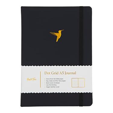 Imagem de Yop & Tom Bullet Dotted Journal (A5) - Beija-flor - Caderno de grade de pontos com papel extra grosso (160 g/m2) - Carvão