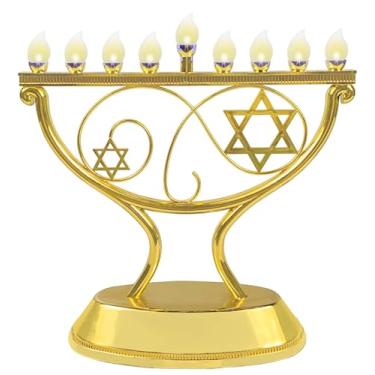 Imagem de Ner Mitzvah Menorá De Chanucá Elétrica Com Led, Tradicional E Fantástica, Elétrica, Alimentada Por Bateria Ou Usb Cabo Incluso, Dourada