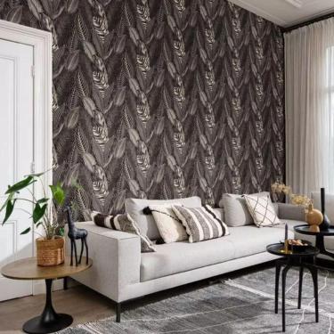 Imagem de Papel De Parede African Queen Iii Folhagem Dourado E Preto 751833