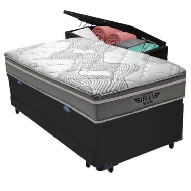 Imagem de Bicama Baú Preto + Colchão Ibiza Molas V-Tech Solteiro