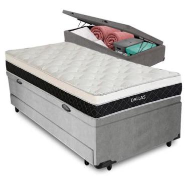 Imagem de Bicama Baú Cinza + Colchão Dallas Molas V-Tech Solteiro